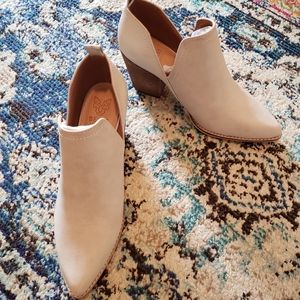 Light Sand Booties. 3 inch block heel. Size 8.5